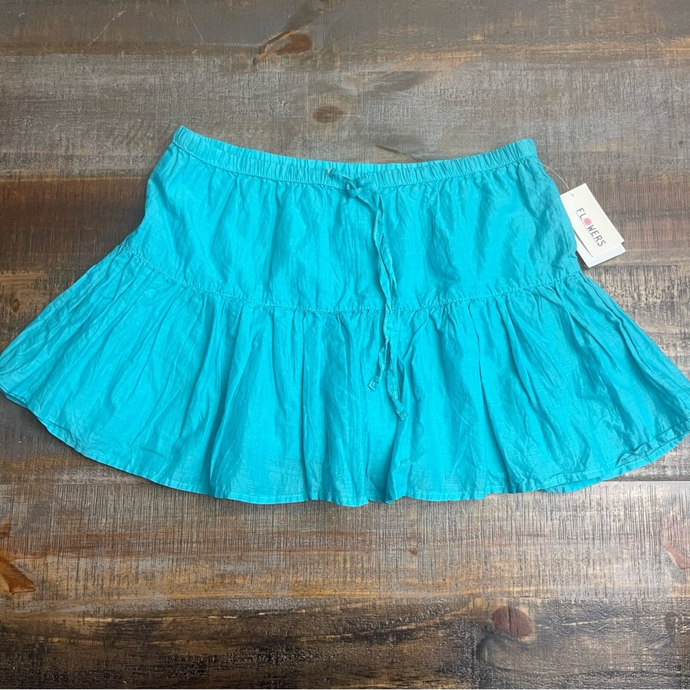 NWT Y2K 100% Cotton teal ruffle mini skirt